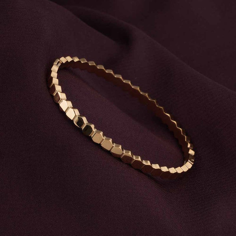 PALMONAS 18k Gold Tone Plated Modern Mosaic Bangle Bracelet
 for Women - Image 2